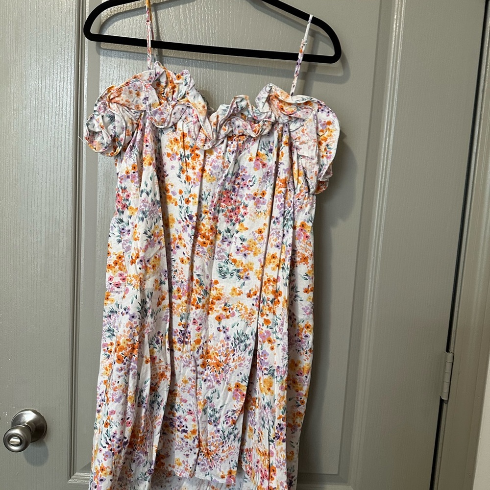Floral Women’s HM  Dress with Ruffle Straps Spring Easter Casual